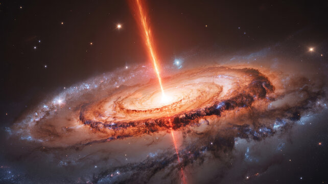 Artists impression of a quasar with a powerful jet - Powered by Adobe