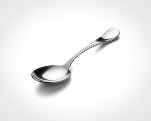Simple silver spoon on a white background