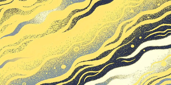 Textured yellow and blue abstract flowing waves background pattern