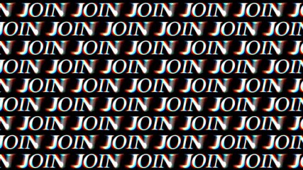 A pop-up overlay with the word 'JOIN' in white and orange gradient text on a