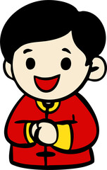 Cute Chinese New Year Children Cartoon Character Set