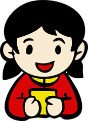 Cute Chinese New Year Children Cartoon Character Set