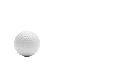 close-up macro shot of a transparent dimpled golf ball, isolated on a clean transparent background with subtle soft shadow and vast copy space. concept for sports marketing