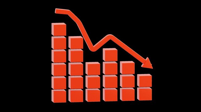 3D Cube Down Graph | Alpha Channel