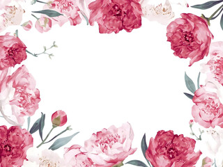 Watercolor peony flower art flame