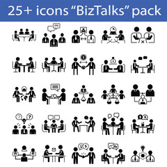 Business Negotiation Icons Deal Making, Discussion, Contract Agreement Silhouettes Vector Pack