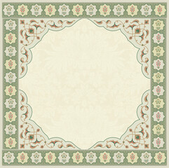 Elegant floral border design with neutral tones perfect for wedding invitation card.