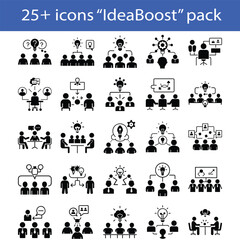 Office Brainstorming Icons Creative Thinking, Idea Generation, Team Innovation Vector Pack