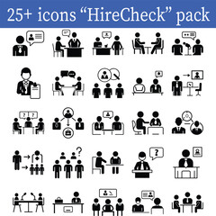 Job Interview Vector Icon Set HR Interview, Recruitment, Candidate Evaluation Silhouette Bundle for Corporate Use