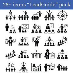Team Leader Icons Leadership, Guidance, Management, Office Supervisor Silhouette Vector Pack