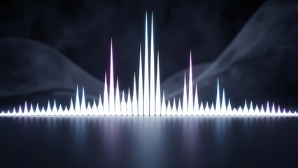 Abstract digital equalizer display with glowing peaks, dark textured backdrop