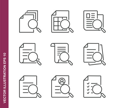 Document statistics line icons - Mini collection and editable stroke series icon