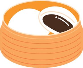 セイロに入ったあんまんのイラストセット