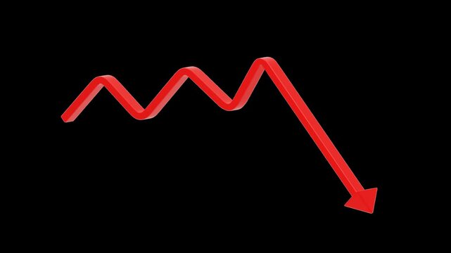 3D Sharp Down Graph | Alpha Channel