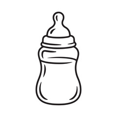 Simple hand drawn outline of a baby bottle