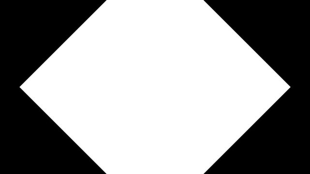 Diamond shape zoom wipe transition animation expanding from center for video editing mask and luma matte usage