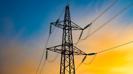 Understanding power transmission lines and electrical grid infrastructure at sunset view point