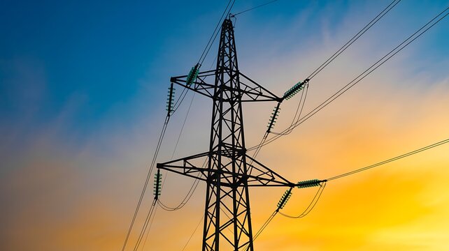 Understanding power transmission lines and electrical grid infrastructure at sunset view point