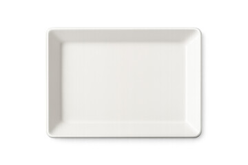 Fototapeta premium White rectangular plate for food presentation, a clean empty dish with rounded corners on transparent background