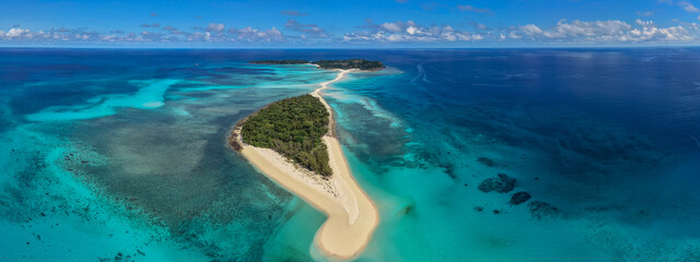 Aerial 180&deg; Panoramic View of Nosy Iranja Island, Madagascar