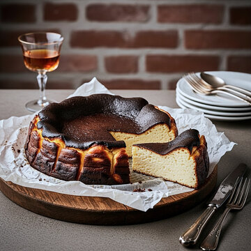 一般的なチーズケーキとは異なり、表面が真っ黒になるまで一気に焼き焦がされているバスクチーズケーキ