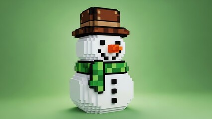 Pixel art snowman with transparent background