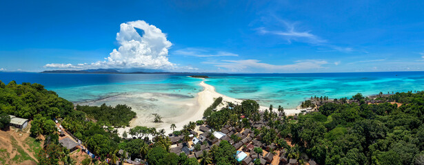 Aerial 180&deg; Panoramic View of Nosy Iranja Island, Madagascar