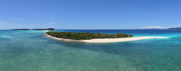 Aerial 180&deg; Panoramic View of Nosy Iranja Island, Madagascar