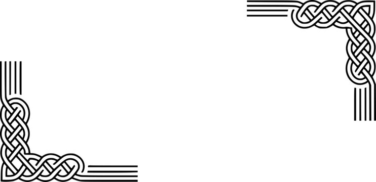 Black Celtic Knot Corner Designs on White Background