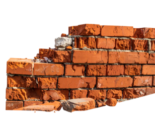 Fragmented Red Brick Wall Texture with Weathered Surface and Rustic Appearance