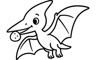 Obraz premium Cute pterodactyl coloring page for kids with cartoon outline