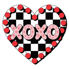 Spread the love with this playful checkerboard heart featuring 'XOXO', perfect for Valentine's Day greetings and cheerful, affectionate messages this season