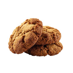 Chocolate crumble cookies, isolated on white background.