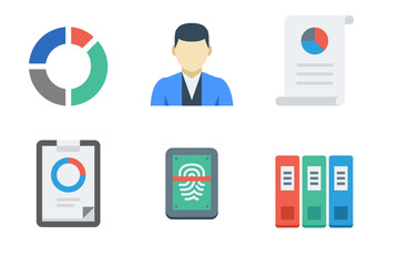 Colorful Flat Design Set of Business Icon