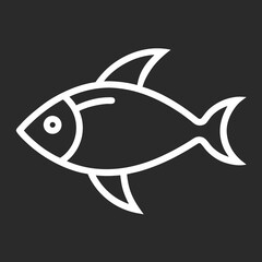 Simple white outline of a fish on a dark gray background