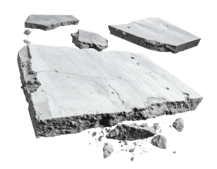 Fragmented Concrete Pieces Scattered Over A Black Background Showing Industrial Texture and Ruin