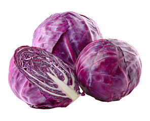 Fototapeta premium Fresh red cabbages on a black background showcasing vibrant color and texture