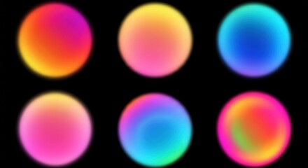 Abstract gradient orbs of vibrant colors on a black background
