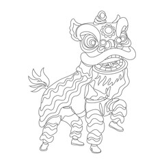 chinese lion dance line drawing