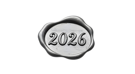 Metallic wax seal 2026 for future planning concepts isolated on transparent background