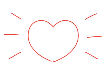 落書きのようなラフな手描きのハートイラスト 赤