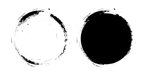 Fototapeta premium Grunge circle frame. Grunge circle drawn with brush strokes. A circle drawn in ink. Hand drawn black circles sketch frame round. Grunge circle made of black ink.