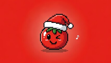 Tomato with Santa hat and music note