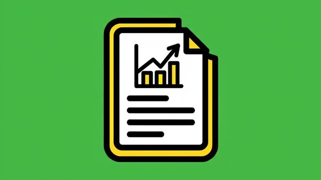 Icon of a document with a bar and line graph on a green background