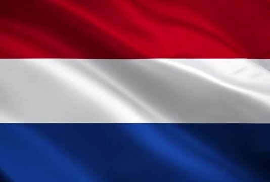 Waving Flag of the Netherlands (Red, White, and Blue Tricolor)