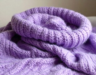 Cozy lilac knitted sweater: A close-up of soft, textured warmth and comfort