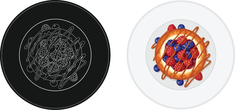 Delicious dessert presentation a colorful tart contrasted with minimalist design