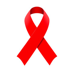 Vivid Red Awareness Ribbon Symbolizing Global AIDS HIV Health Support and Solidarity on Isolated Transparent Background with 3D Rendering