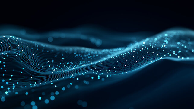Futuristic glowing blue data wave, abstract digital network background