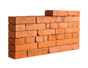 Stacked Red Brick Wall Section with Textured Surface for Construction or Building Projects